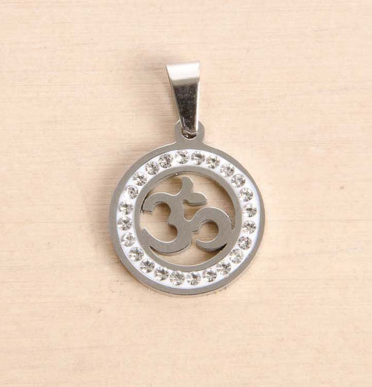 Símbolo OM diamantes plateado